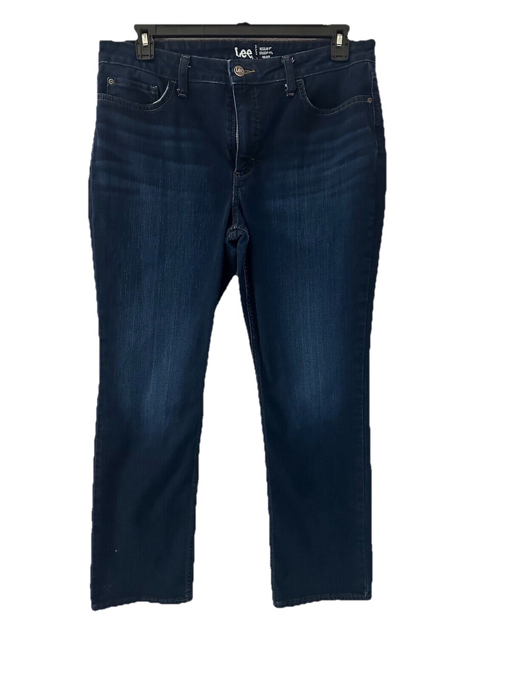 Lee Regular Fit Straight Leg Mid Rise Jeans Women's Size 16 M Blue Dark Wash